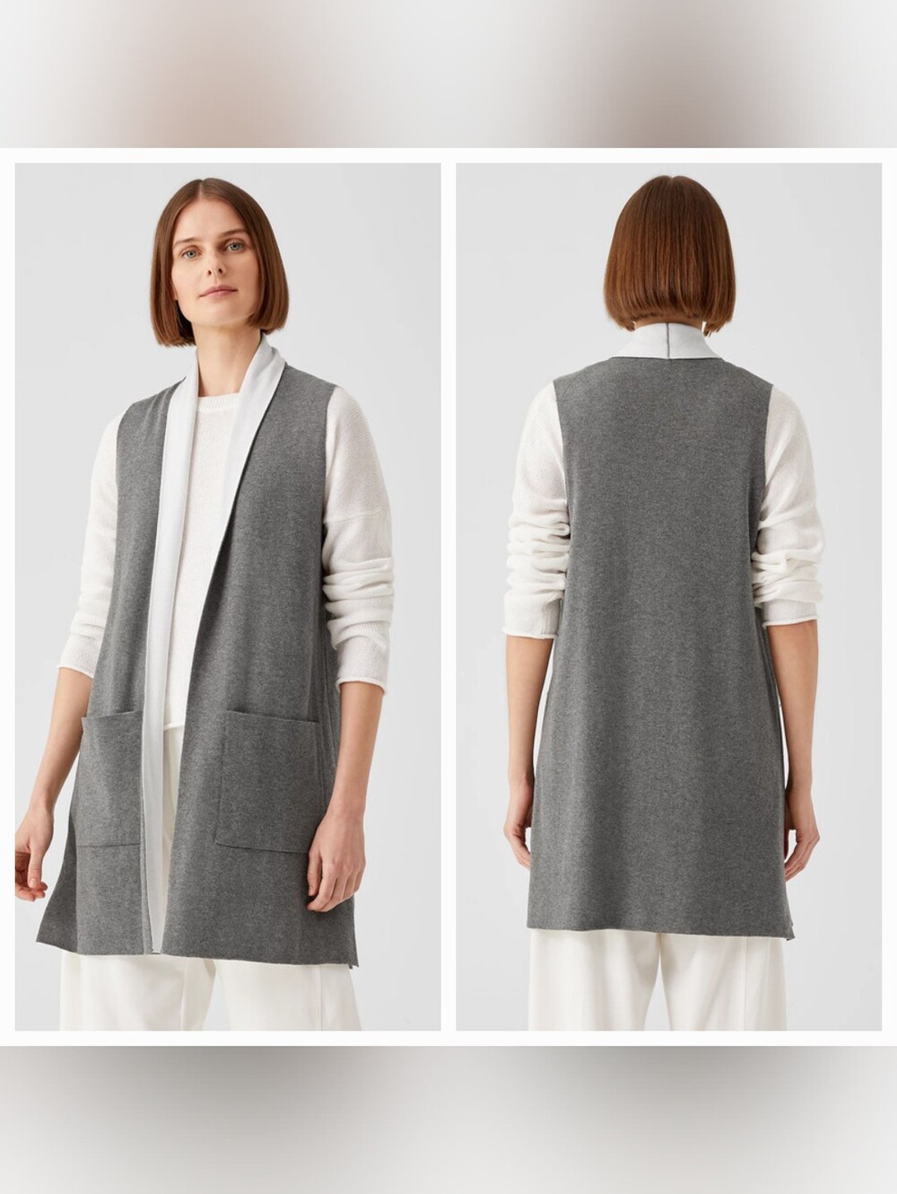 Elieen Fisher Peruvian Organic Cotton Blend Long Vest Sz 3X
